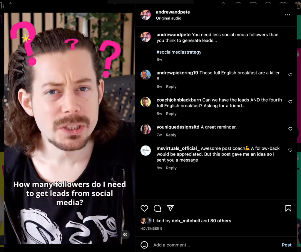 FAQ instagram question example