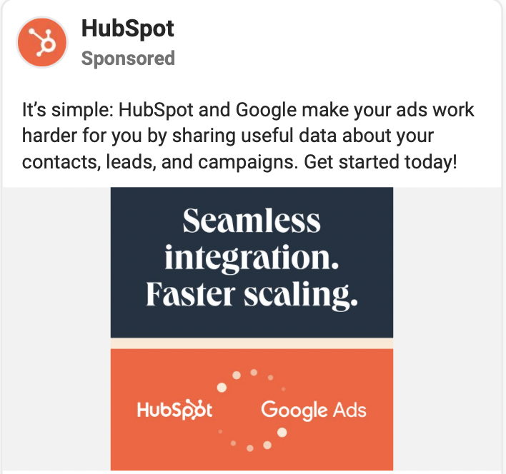 hubspot facebook ad example