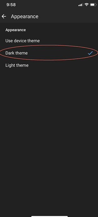 Youtube dark theme on mobile