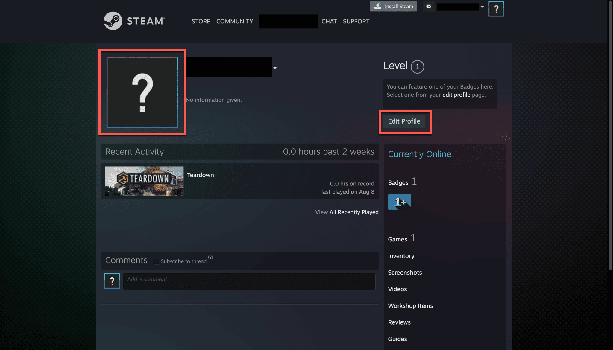 steam edit profile