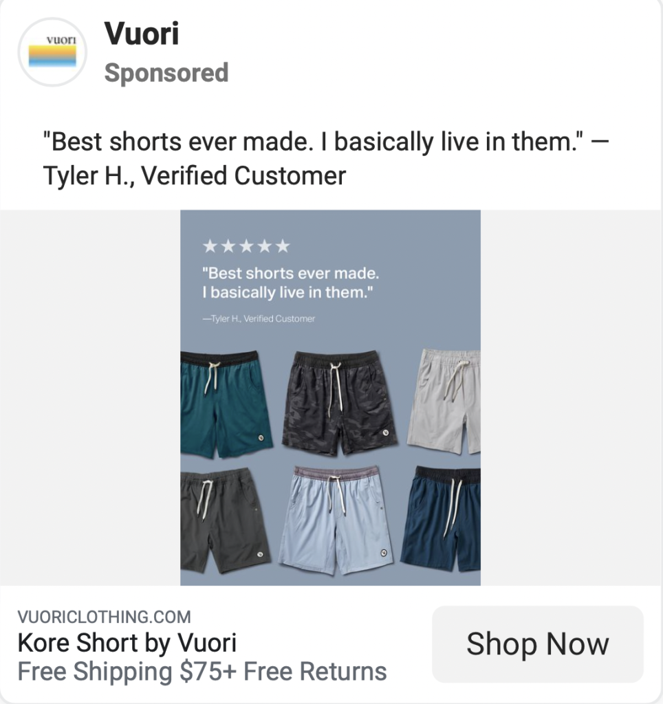 vuori facebook ad example